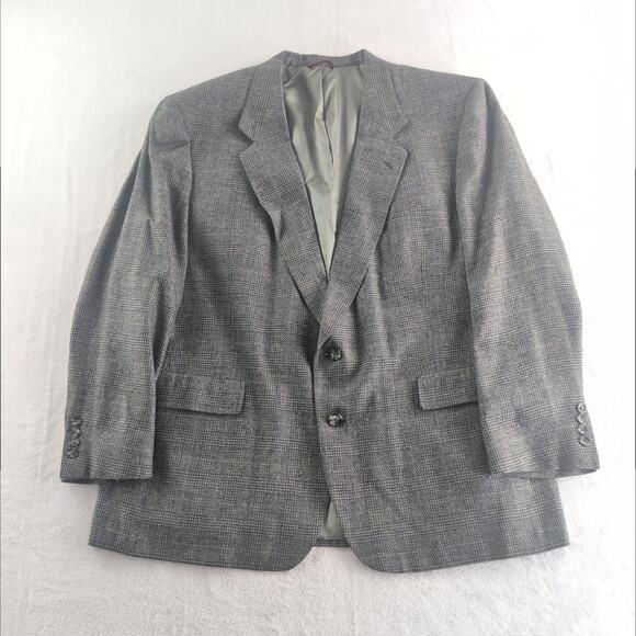 Vintage Hart Schaffner Marx 100% Silk SingleBreasted Tweed Suit Jacket Men's 50R - Picture 1 of 11